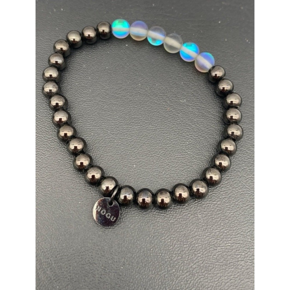 Nogu Dark Grey Gunmetal Mermaid Glass Expressions Stainless Steel Bracelet